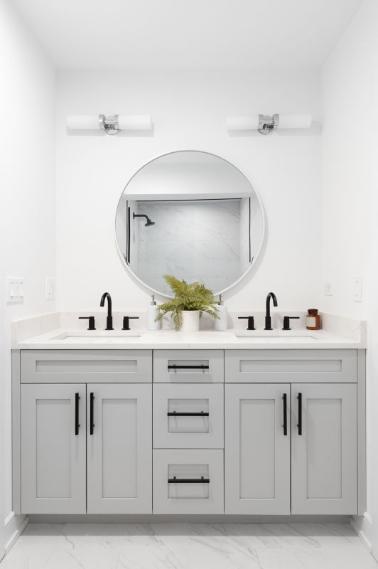 Floating vanity with dual sinks